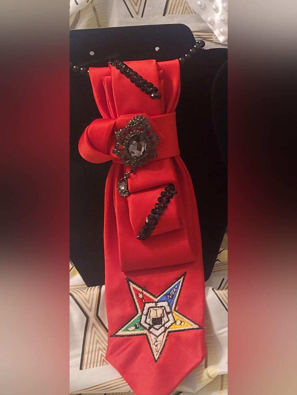 Red Crystal-Accent Brooch Necklace - Women Jewelry